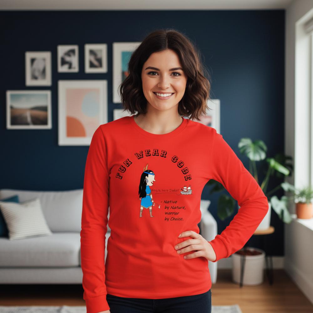 Sudadera acogedora de manga larga – Edición especial con estampado indio americano | FunWearCode