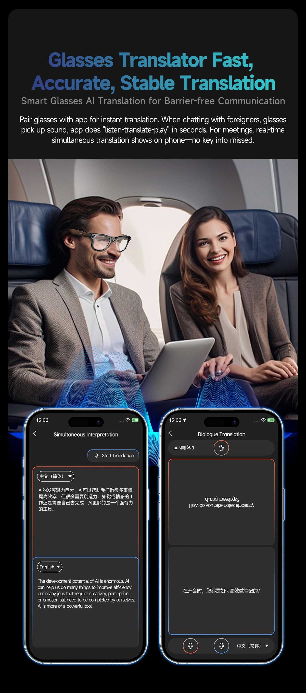 Gafas de sol inteligentes unisex mejoradas - Cámara, video, interacción con IA, traducción, llamadas Bluetooth | Selección de FunWearCode