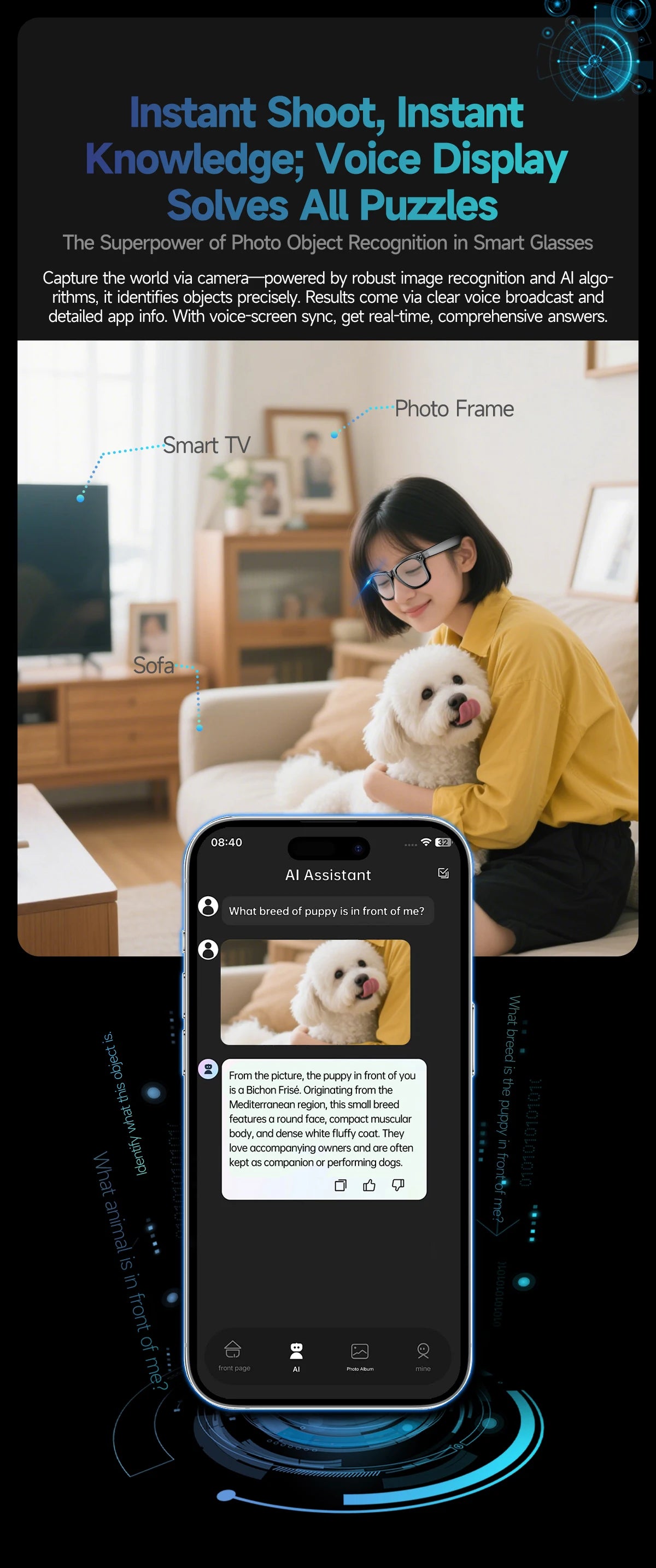 Gafas de sol inteligentes unisex mejoradas - Cámara, video, interacción con IA, traducción, llamadas Bluetooth | Selección de FunWearCode