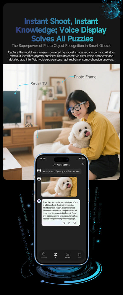 Gafas de sol inteligentes unisex mejoradas - Cámara, video, interacción con IA, traducción, llamadas Bluetooth | Selección de FunWearCode