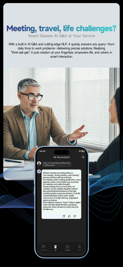 Gafas de sol inteligentes unisex mejoradas - Cámara, video, interacción con IA, traducción, llamadas Bluetooth | Selección de FunWearCode