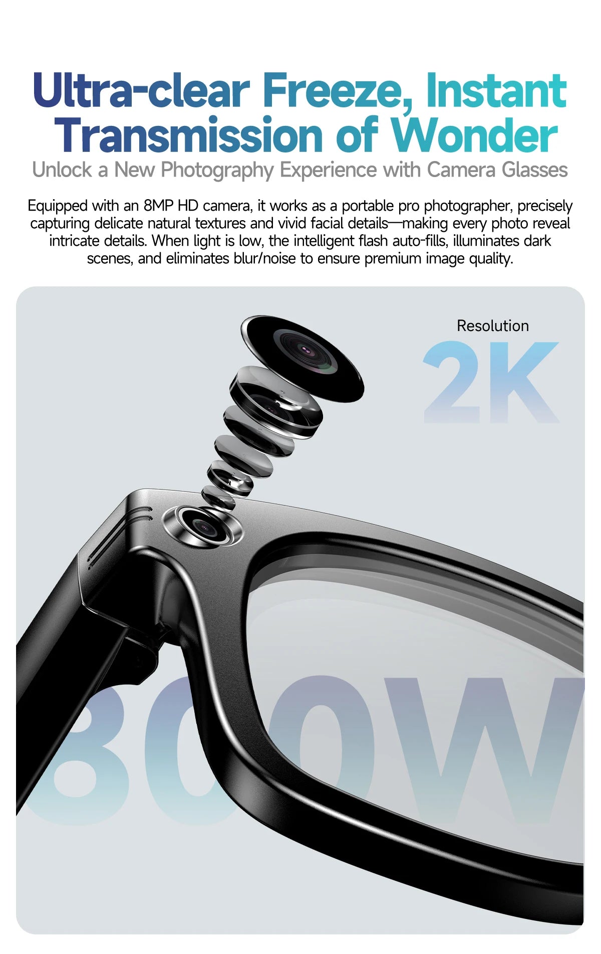 Gafas de sol inteligentes unisex mejoradas - Cámara, video, interacción con IA, traducción, llamadas Bluetooth | Selección de FunWearCode