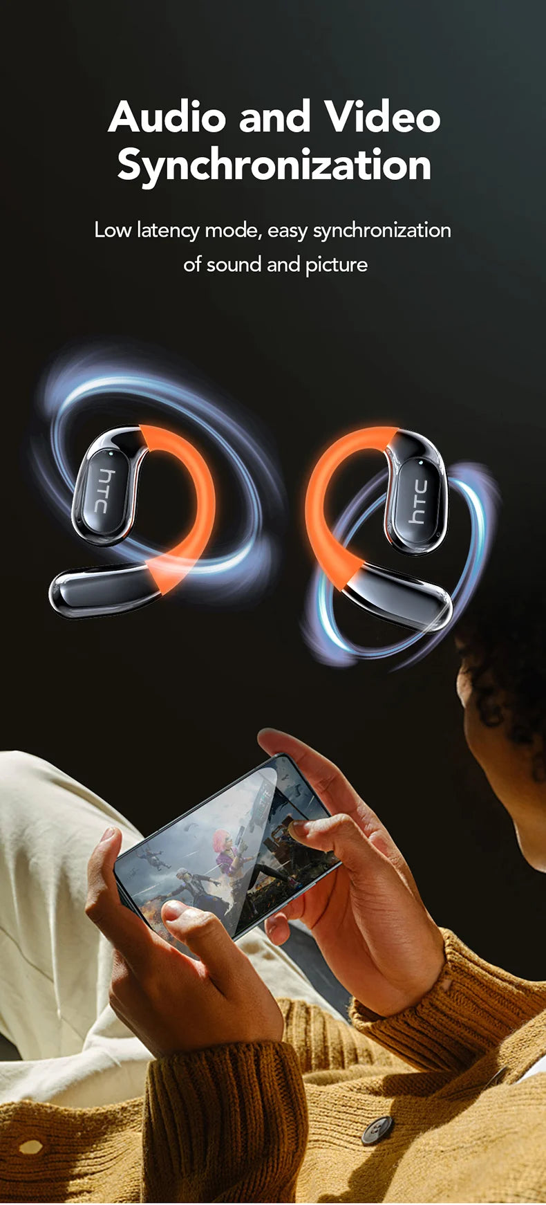 AI Translator Sports Wireless Earbuds - LCD Touch Screen Glowing Earhook | FunWearCode's Selection