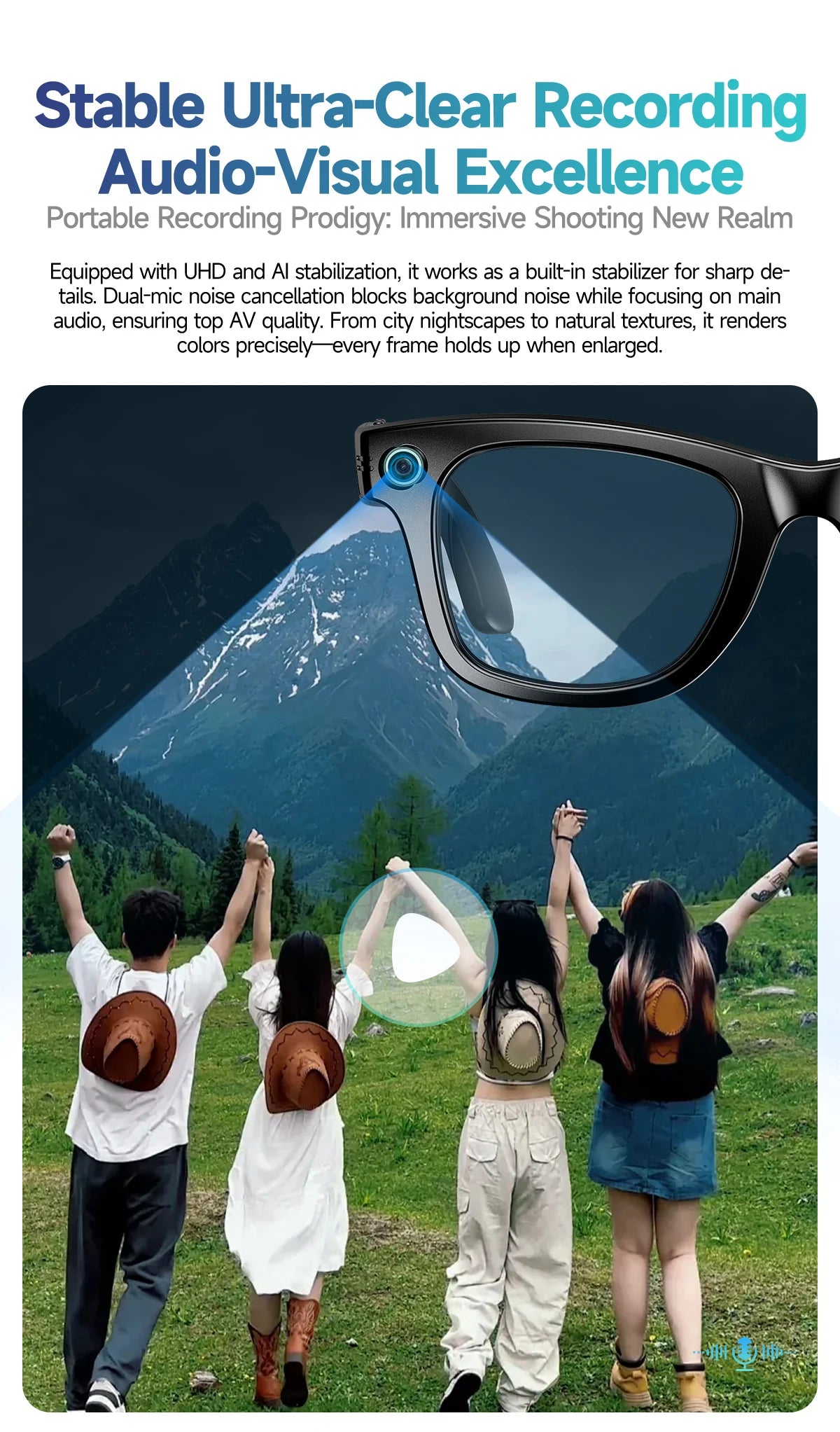 Gafas de sol inteligentes unisex mejoradas - Cámara, video, interacción con IA, traducción, llamadas Bluetooth | Selección de FunWearCode