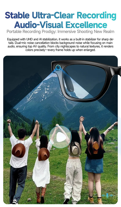 Gafas de sol inteligentes unisex mejoradas - Cámara, video, interacción con IA, traducción, llamadas Bluetooth | Selección de FunWearCode