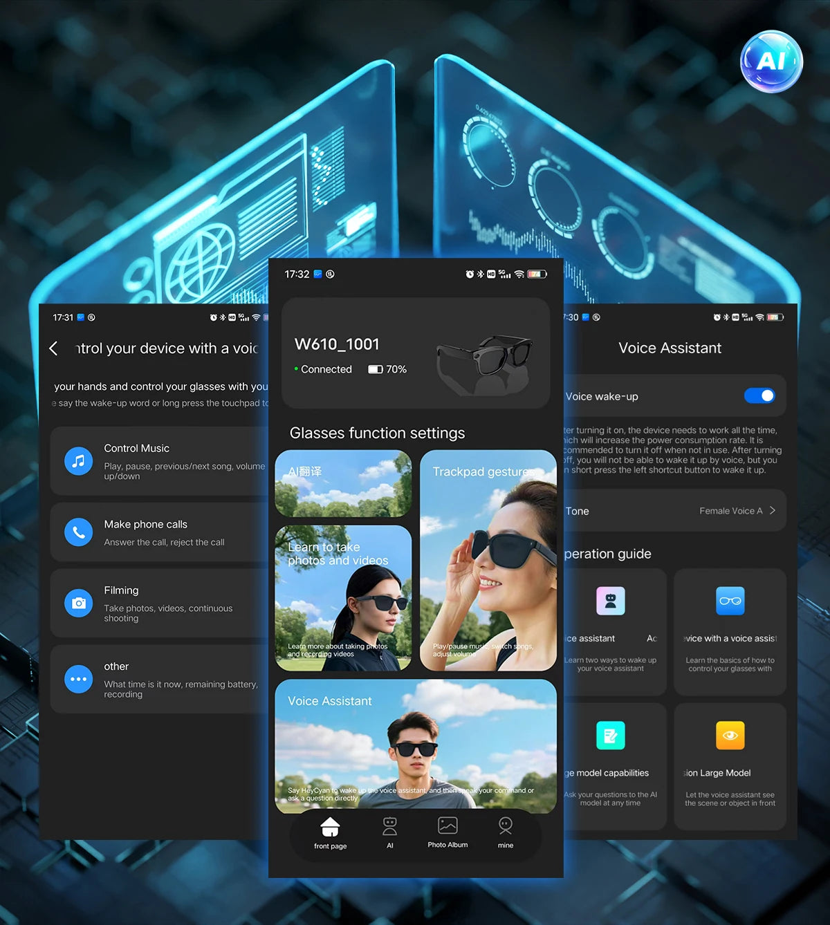 Gafas de sol inteligentes unisex mejoradas - Cámara, video, interacción con IA, traducción, llamadas Bluetooth | Selección de FunWearCode
