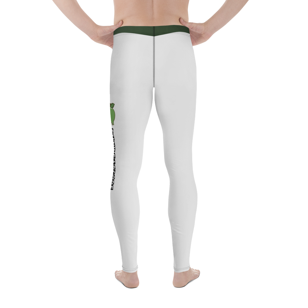 White leggings with green waistband and logo 'Funwearcode' on a white background
