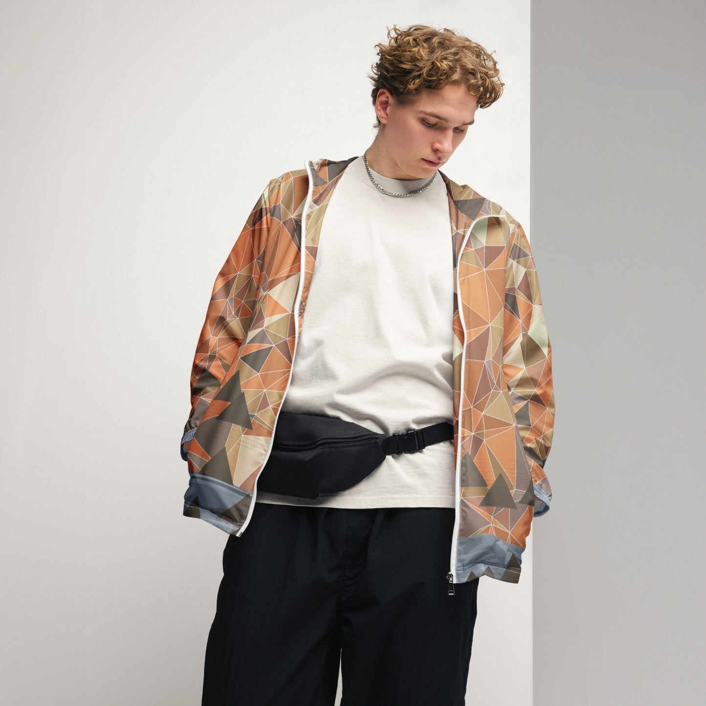 Cortavientos de Hombre con Estampado Geométrico — Ligero, Resistente al Agua | FunWearCode