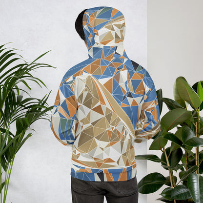 Sudadera con capucha unisex de estampado total reciclada - Diseño geométrico poligonal del Monte Fuji | FunWearCode
