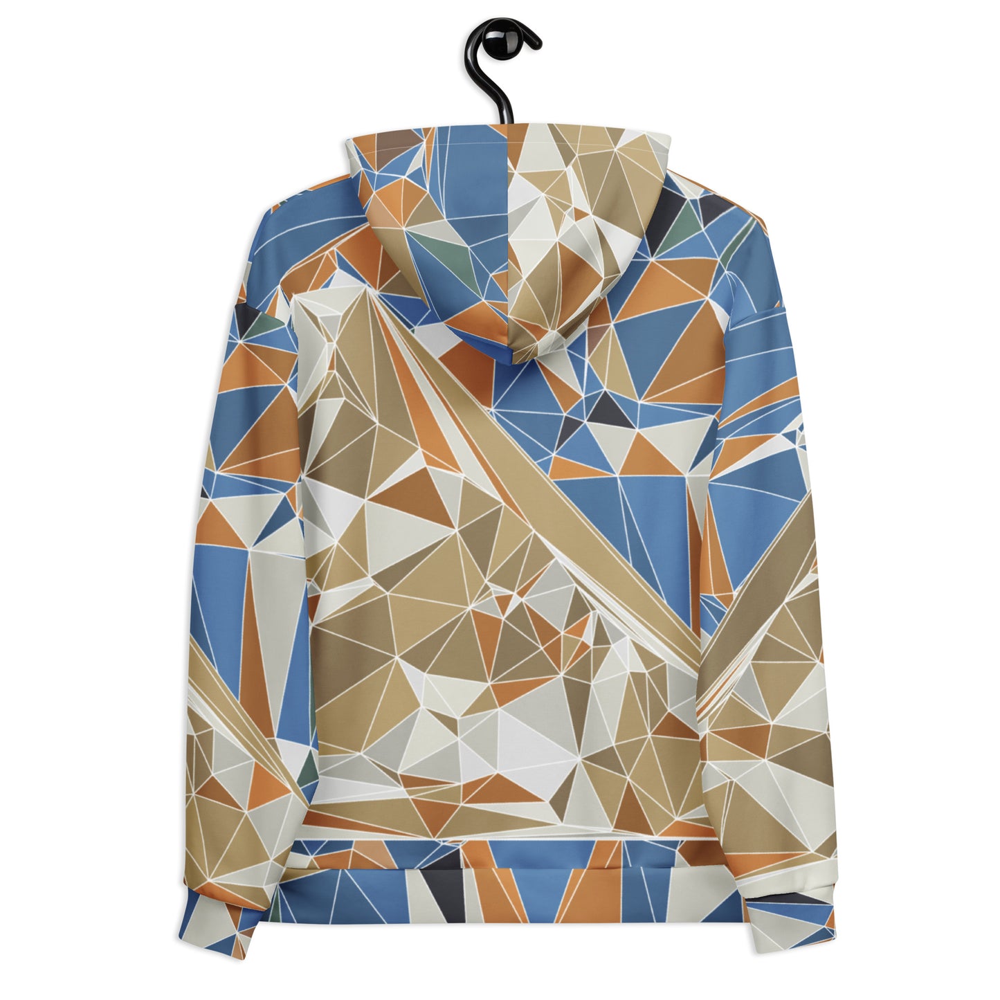 Sudadera con capucha unisex de estampado total reciclada - Diseño geométrico poligonal del Monte Fuji | FunWearCode
