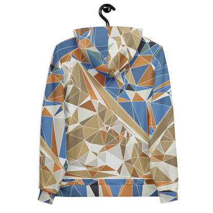 Sudadera con capucha unisex de estampado total reciclada - Diseño geométrico poligonal del Monte Fuji | FunWearCode