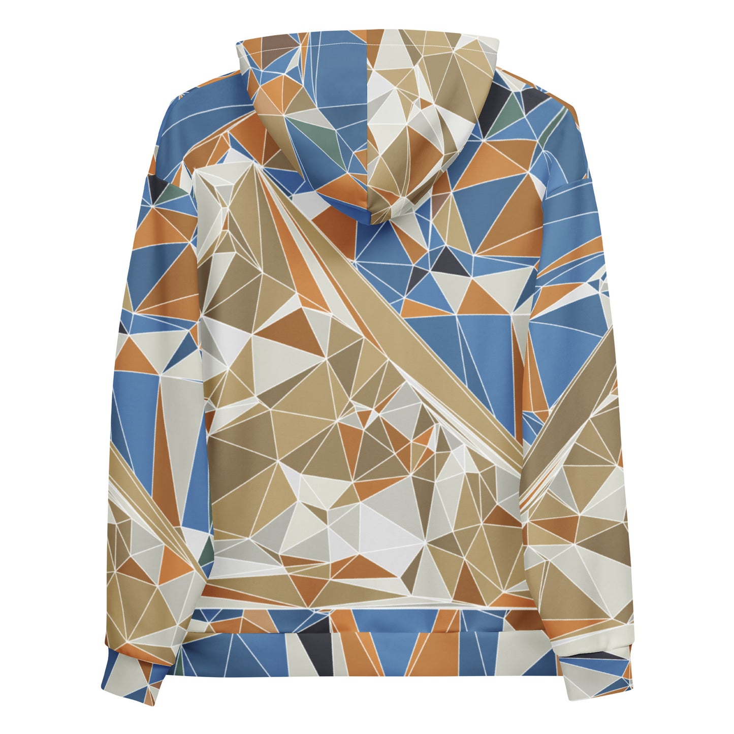 Sudadera con capucha unisex de estampado total reciclada - Diseño geométrico poligonal del Monte Fuji | FunWearCode