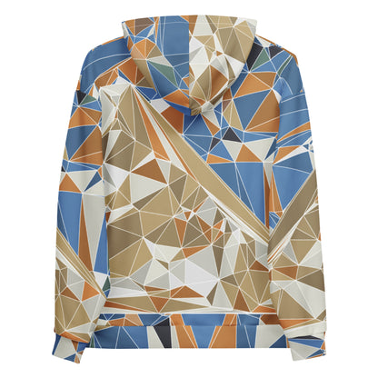 Sudadera con capucha unisex de estampado total reciclada - Diseño geométrico poligonal del Monte Fuji | FunWearCode