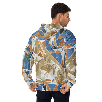 Sudadera con capucha unisex de estampado total reciclada - Diseño geométrico poligonal del Monte Fuji | FunWearCode