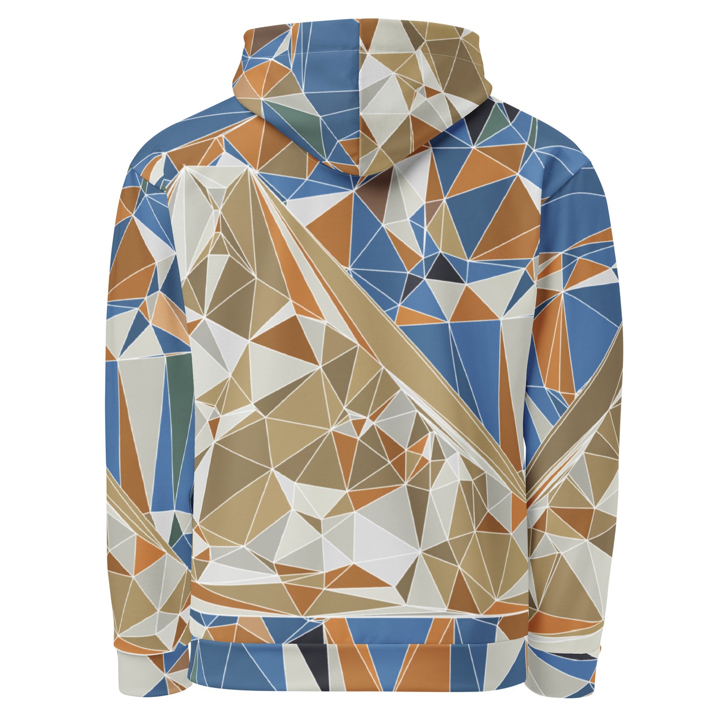 Sudadera con capucha unisex de estampado total reciclada - Diseño geométrico poligonal del Monte Fuji | FunWearCode