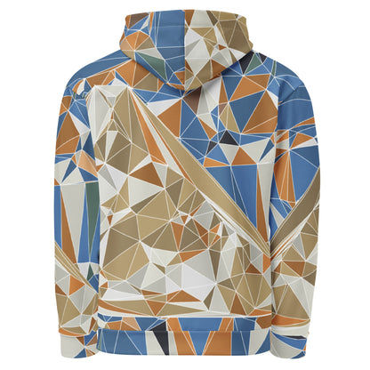 Sudadera con capucha unisex de estampado total reciclada - Diseño geométrico poligonal del Monte Fuji | FunWearCode