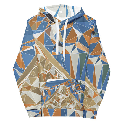 Sudadera con capucha unisex de estampado total reciclada - Diseño geométrico poligonal del Monte Fuji | FunWearCode