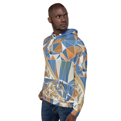 Sudadera con capucha unisex de estampado total reciclada - Diseño geométrico poligonal del Monte Fuji | FunWearCode