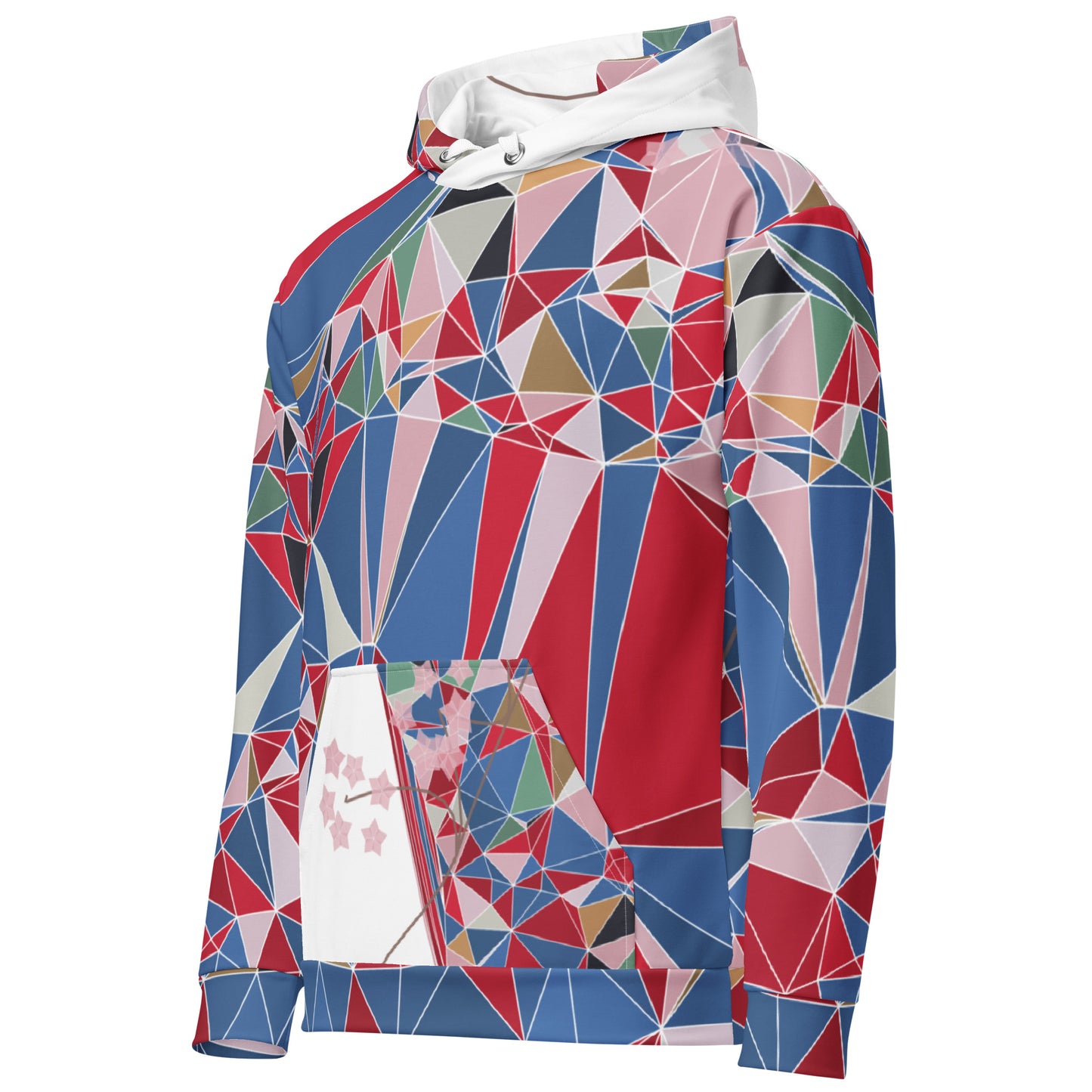 Sudadera Unisex Reciclada con Estampado Completo - Diseño Geométrico Poligonal Sakura | FunWearCode