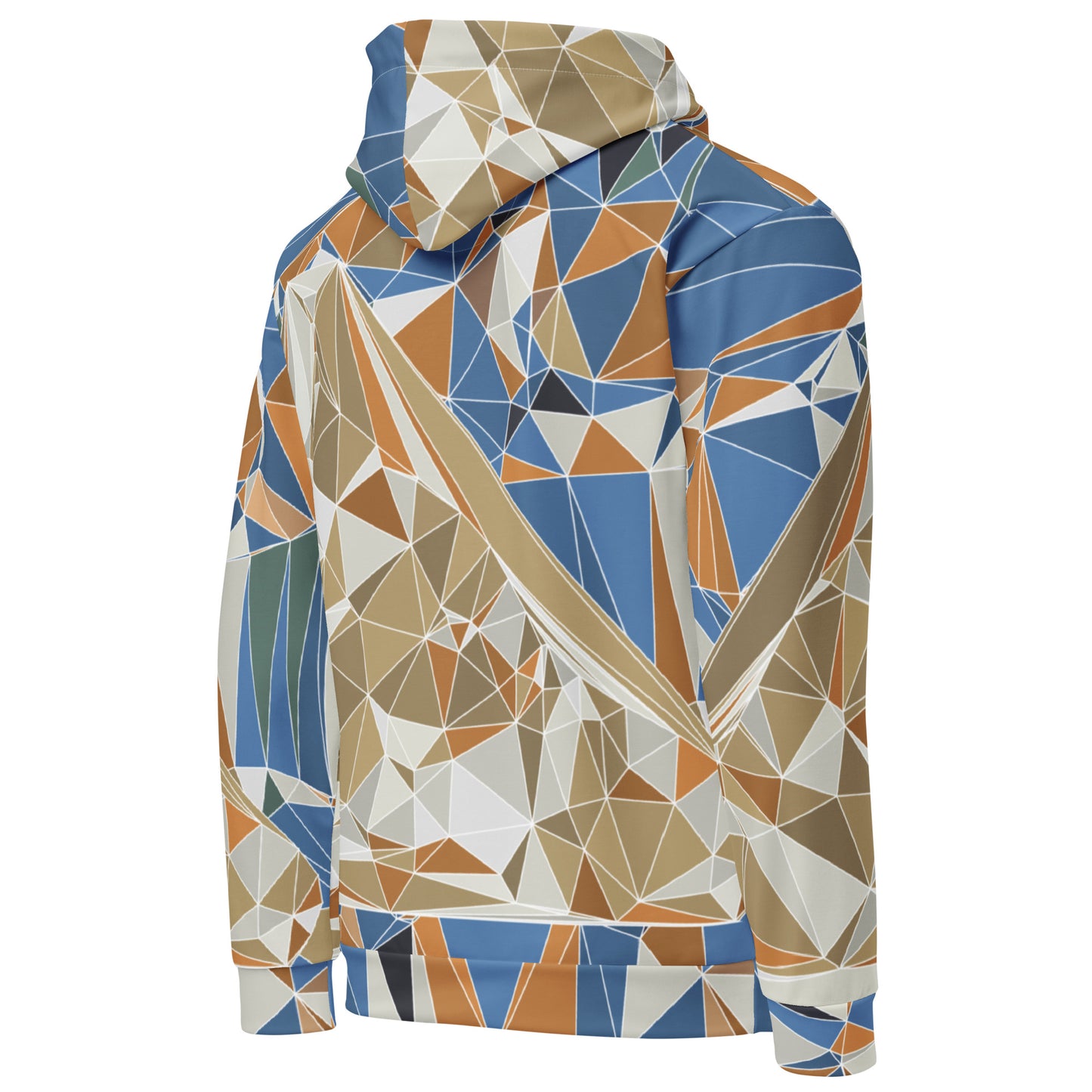 Sudadera con capucha unisex de estampado total reciclada - Diseño geométrico poligonal del Monte Fuji | FunWearCode