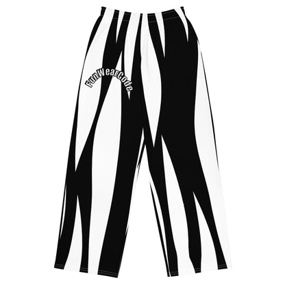 All-over print unisex wide-leg pants | Sports Streetwear Zebra Sweatpants | FunWearCode