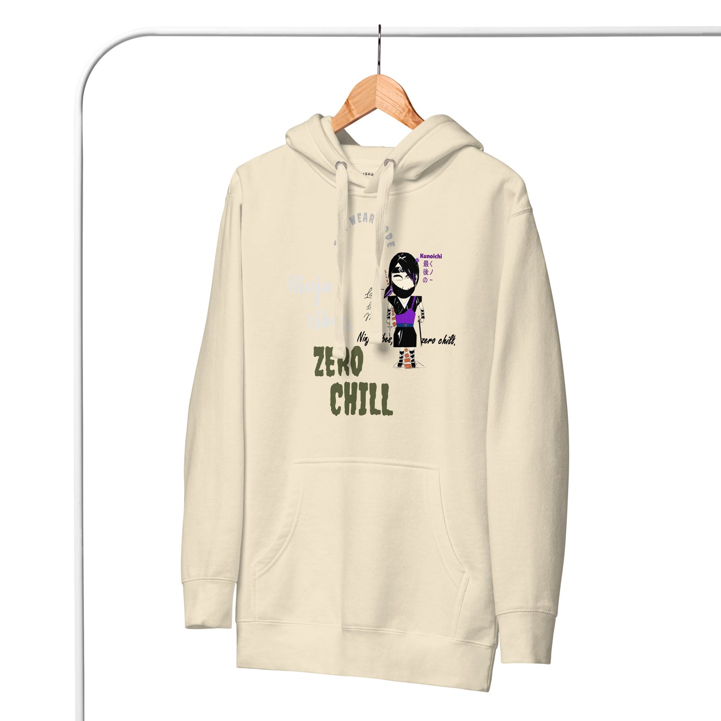 Sudadera con capucha suave y cálida – Diseño gráfico de Lady Ninja para mujer | FunWearCode