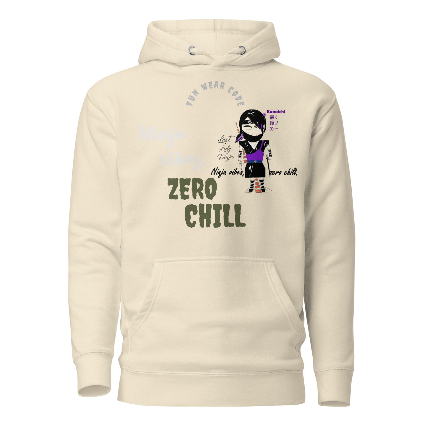 Sudadera con capucha suave y cálida – Diseño gráfico de Lady Ninja para mujer | FunWearCode
