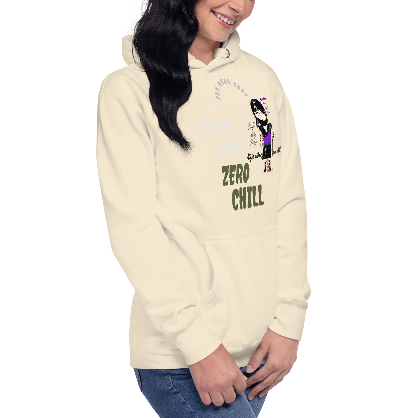 Sudadera con capucha suave y cálida – Diseño gráfico de Lady Ninja para mujer | FunWearCode