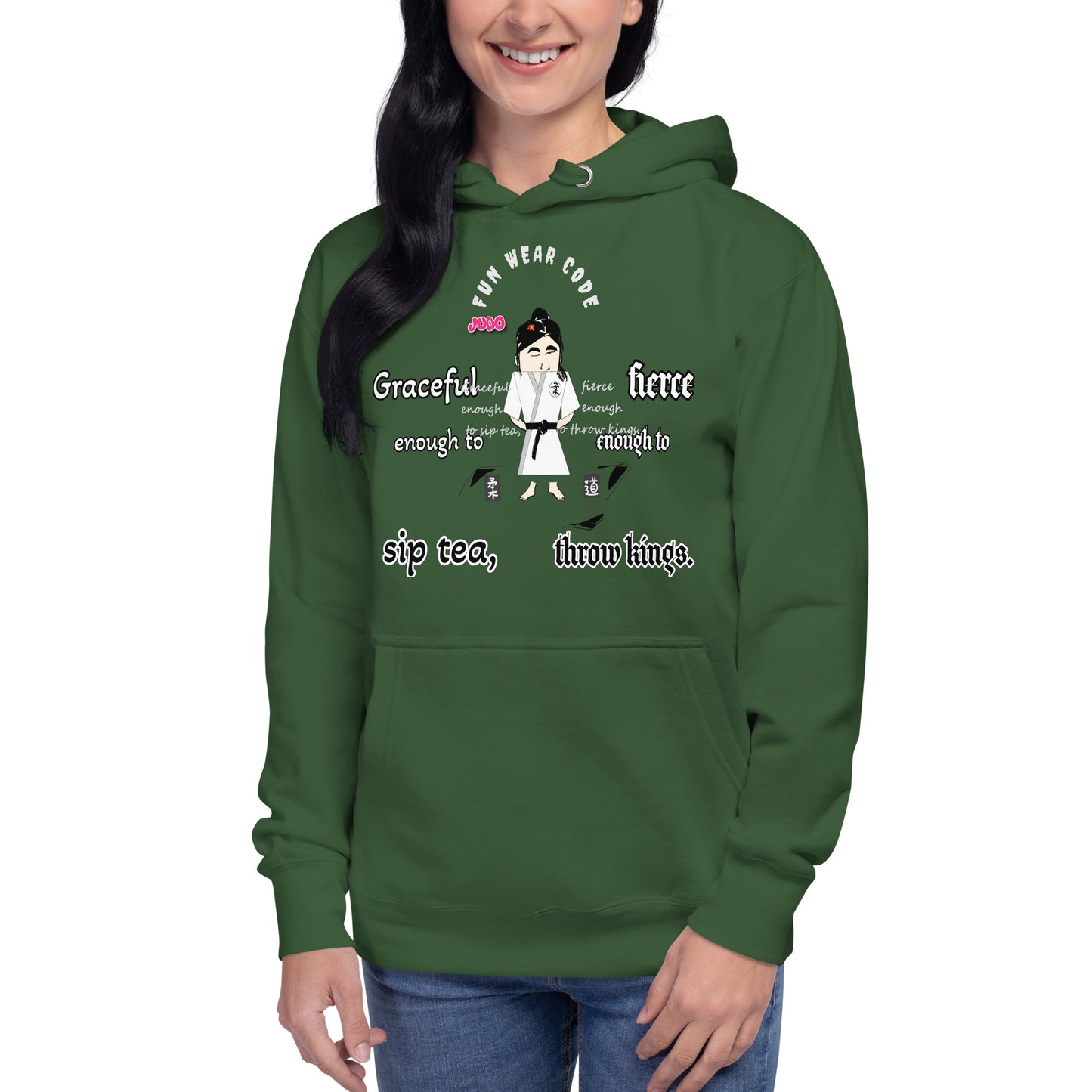 Judo Lady Graphic Cartoon Hoodie – Fun Martial Arts Sweatshirt | FunWearCode