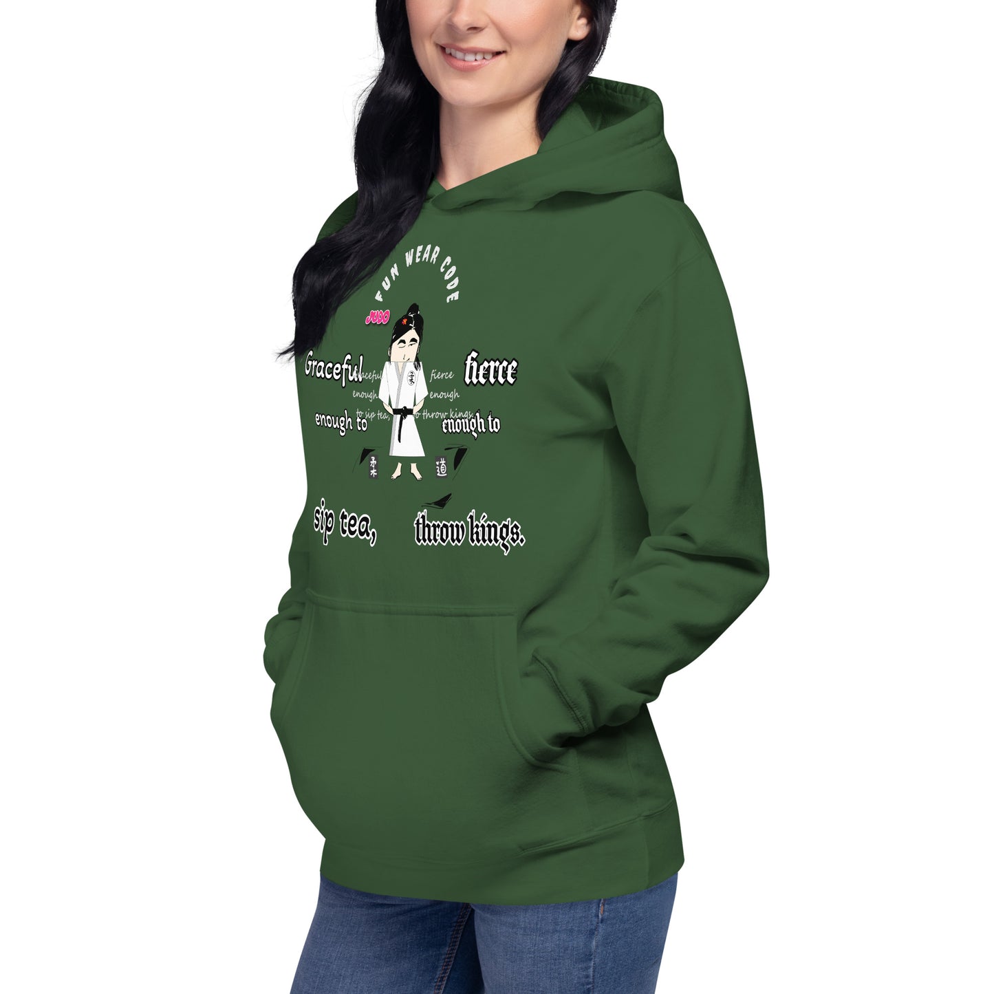 Judo Lady Graphic Cartoon Hoodie – Fun Martial Arts Sweatshirt | FunWearCode