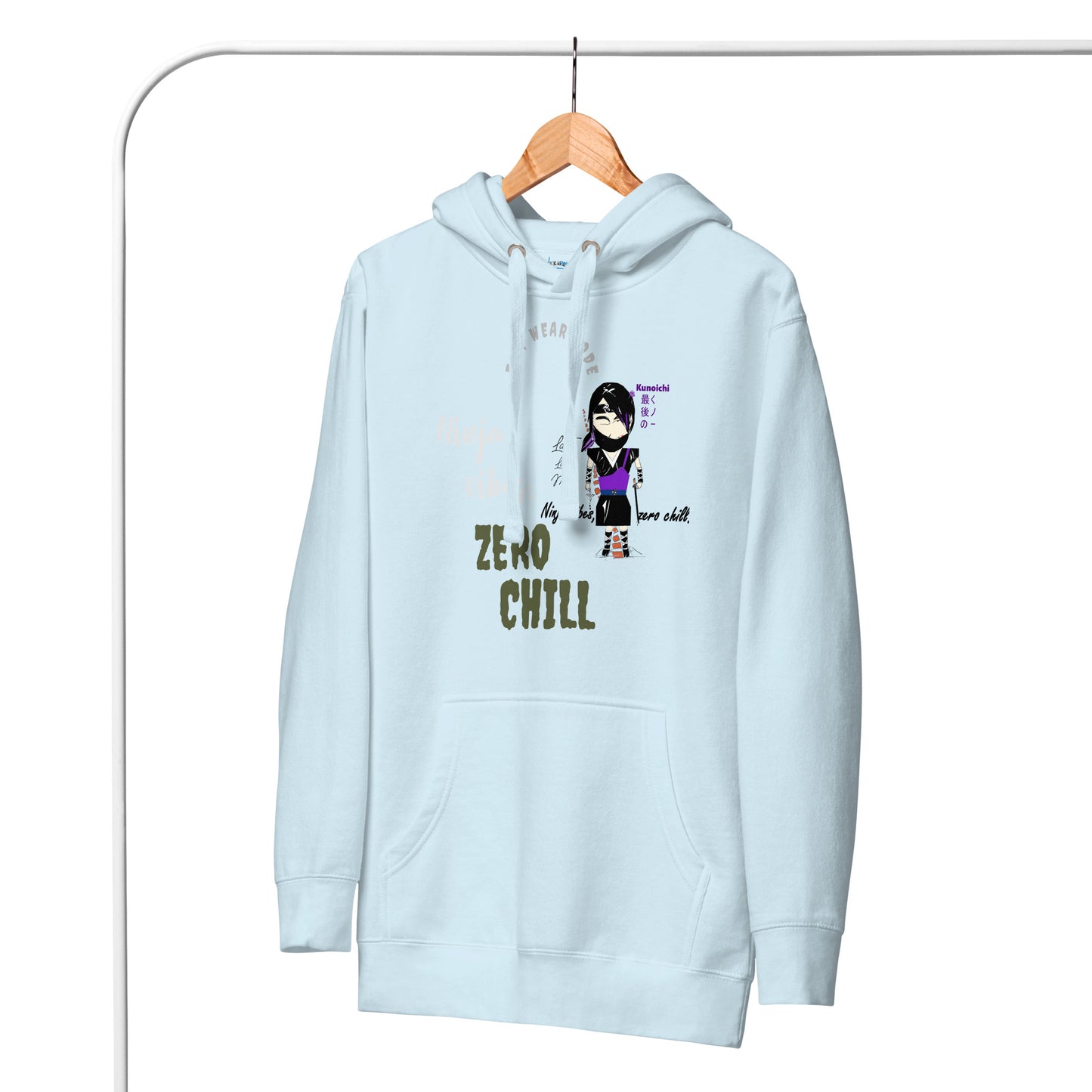 Sudadera con capucha suave y cálida – Diseño gráfico de Lady Ninja para mujer | FunWearCode