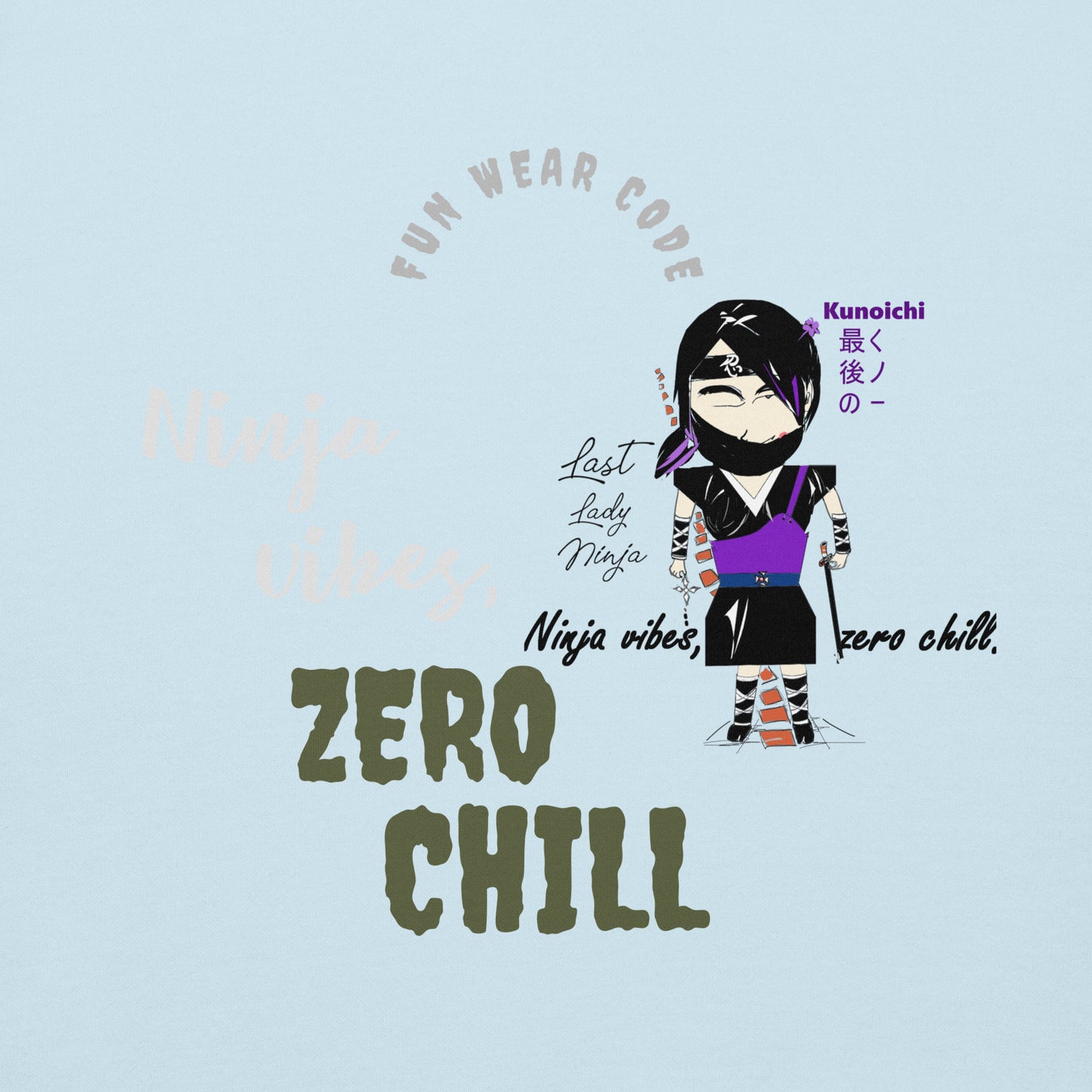 Sudadera con capucha suave y cálida – Diseño gráfico de Lady Ninja para mujer | FunWearCode