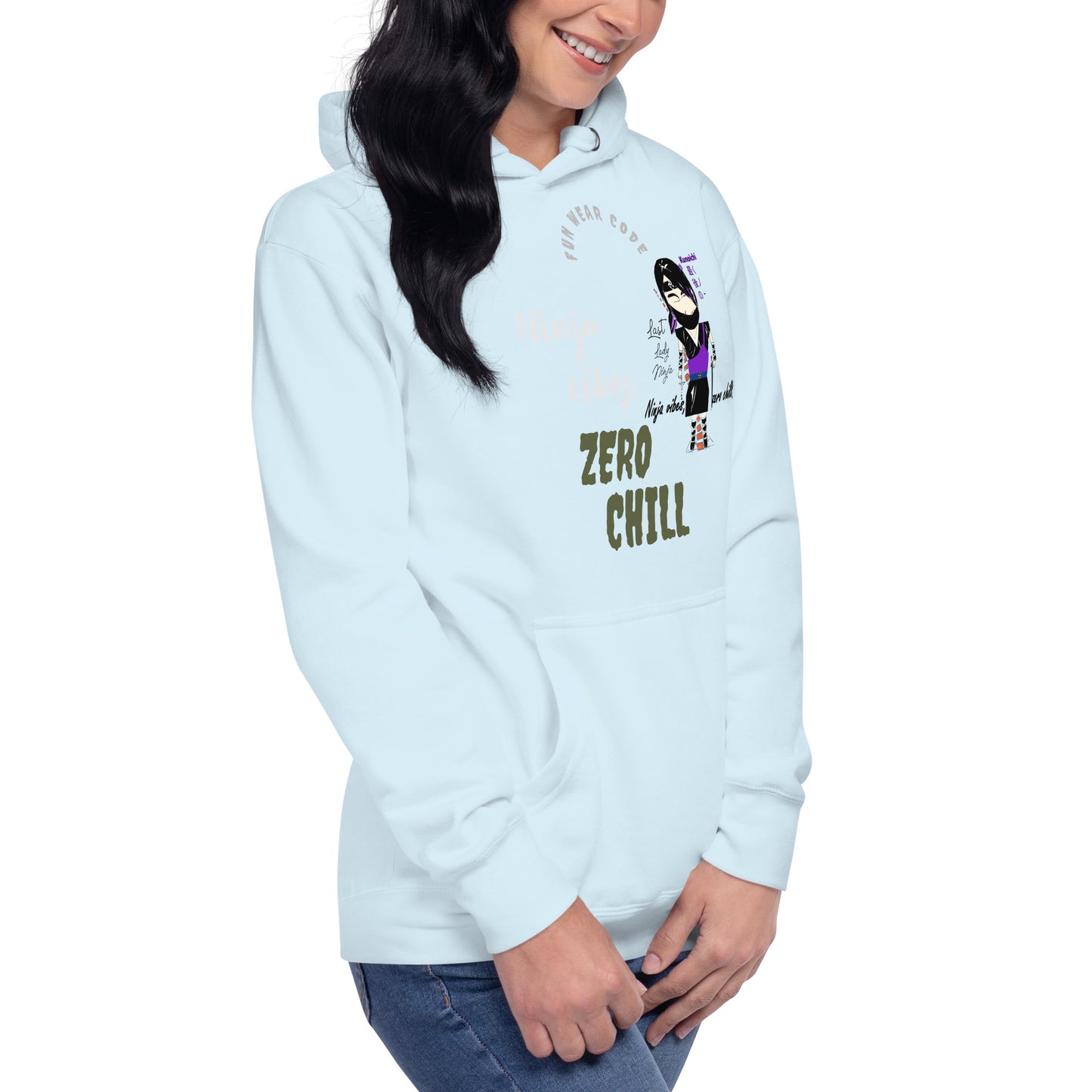 Sudadera con capucha suave y cálida – Diseño gráfico de Lady Ninja para mujer | FunWearCode