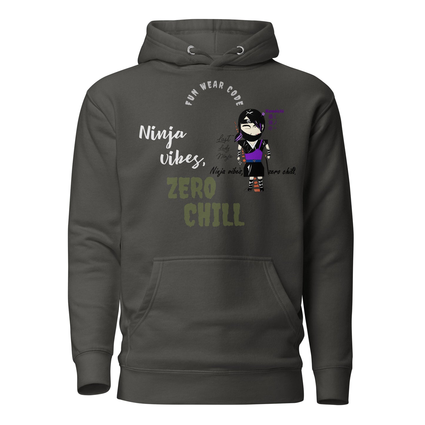 Sudadera con capucha suave y cálida – Diseño gráfico de Lady Ninja para mujer | FunWearCode
