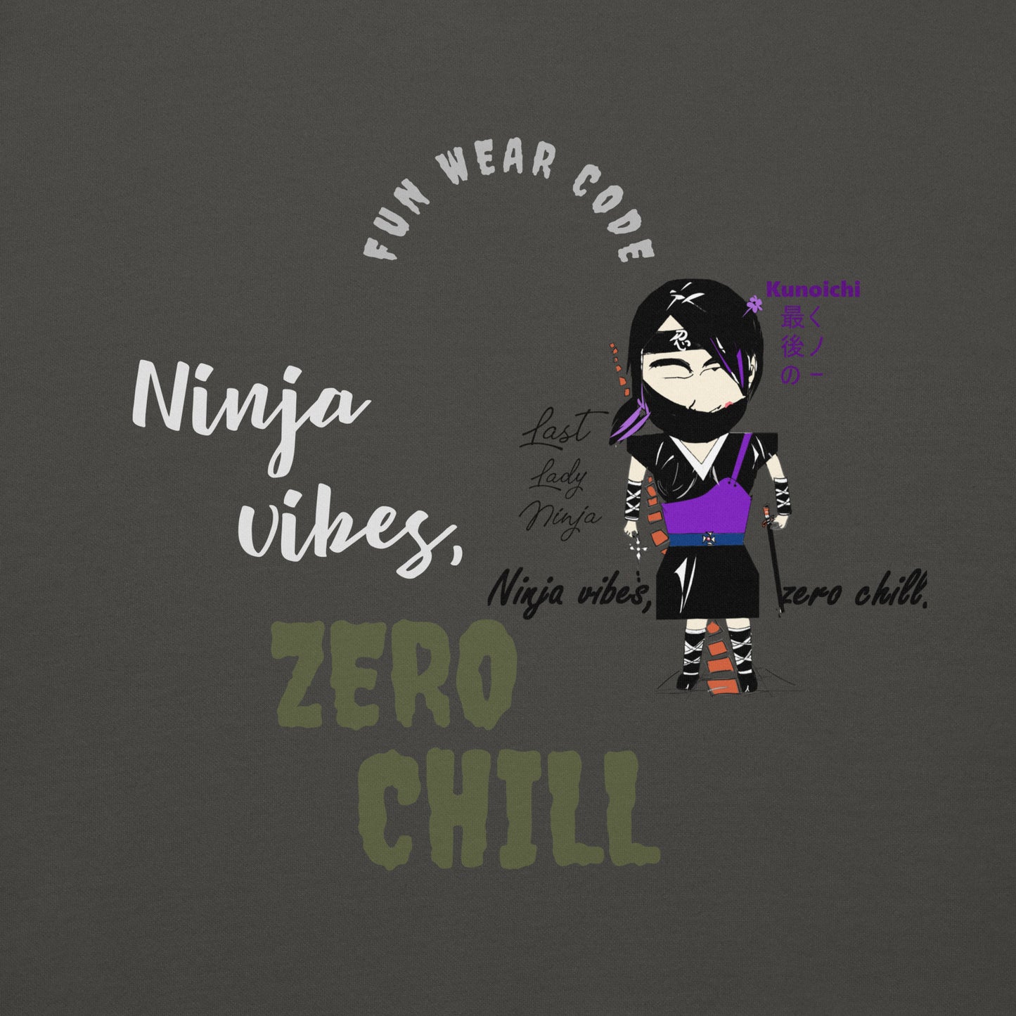 Sudadera con capucha suave y cálida – Diseño gráfico de Lady Ninja para mujer | FunWearCode