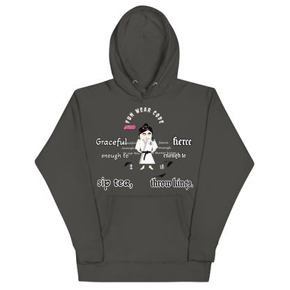 Judo Lady Graphic Cartoon Hoodie – Fun Martial Arts Sweatshirt | FunWearCode