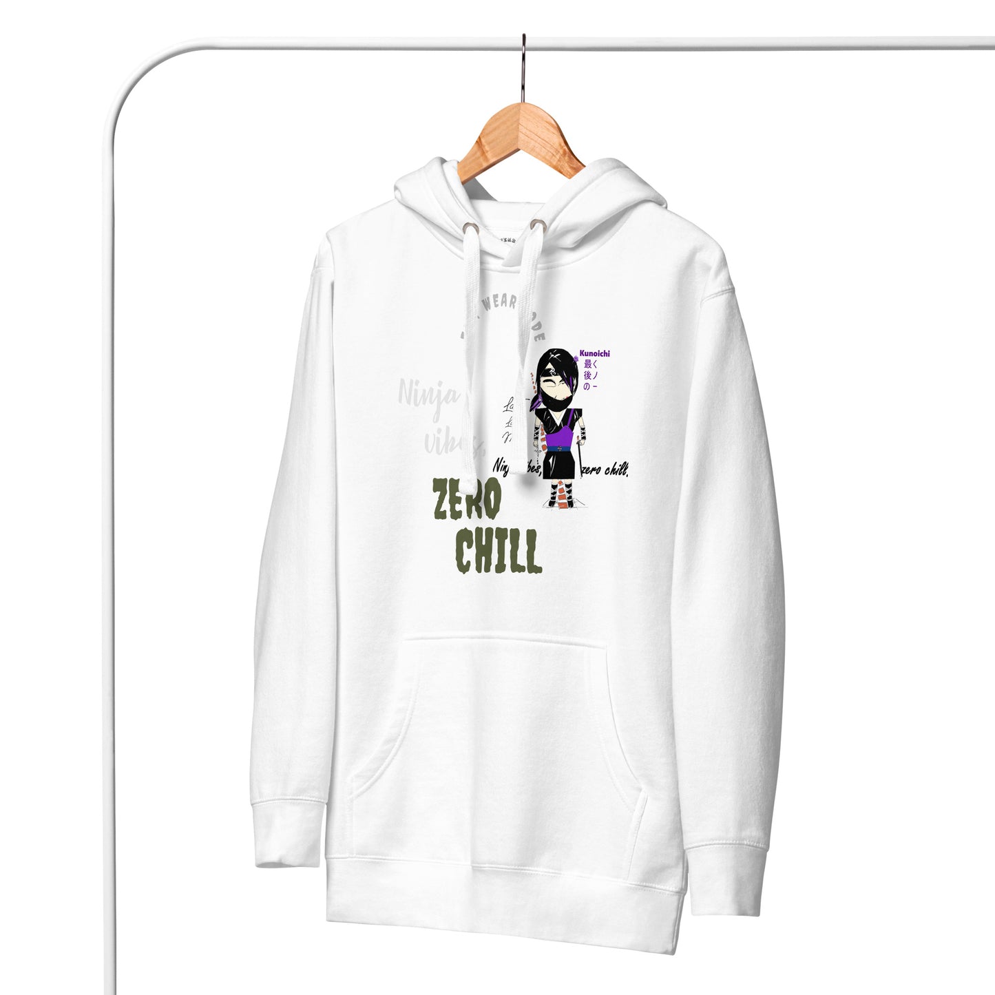 Sudadera con capucha suave y cálida – Diseño gráfico de Lady Ninja para mujer | FunWearCode