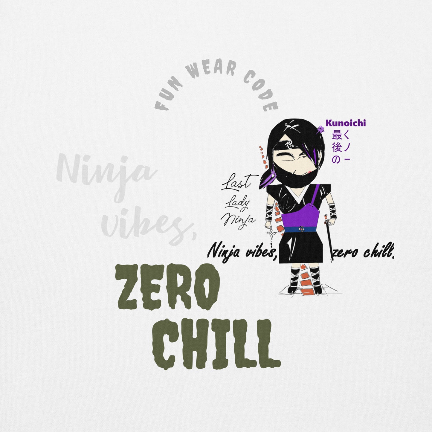 Sudadera con capucha suave y cálida – Diseño gráfico de Lady Ninja para mujer | FunWearCode