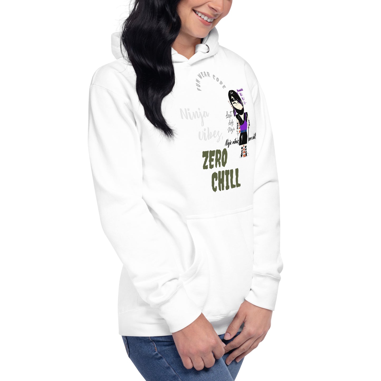 Sudadera con capucha suave y cálida – Diseño gráfico de Lady Ninja para mujer | FunWearCode