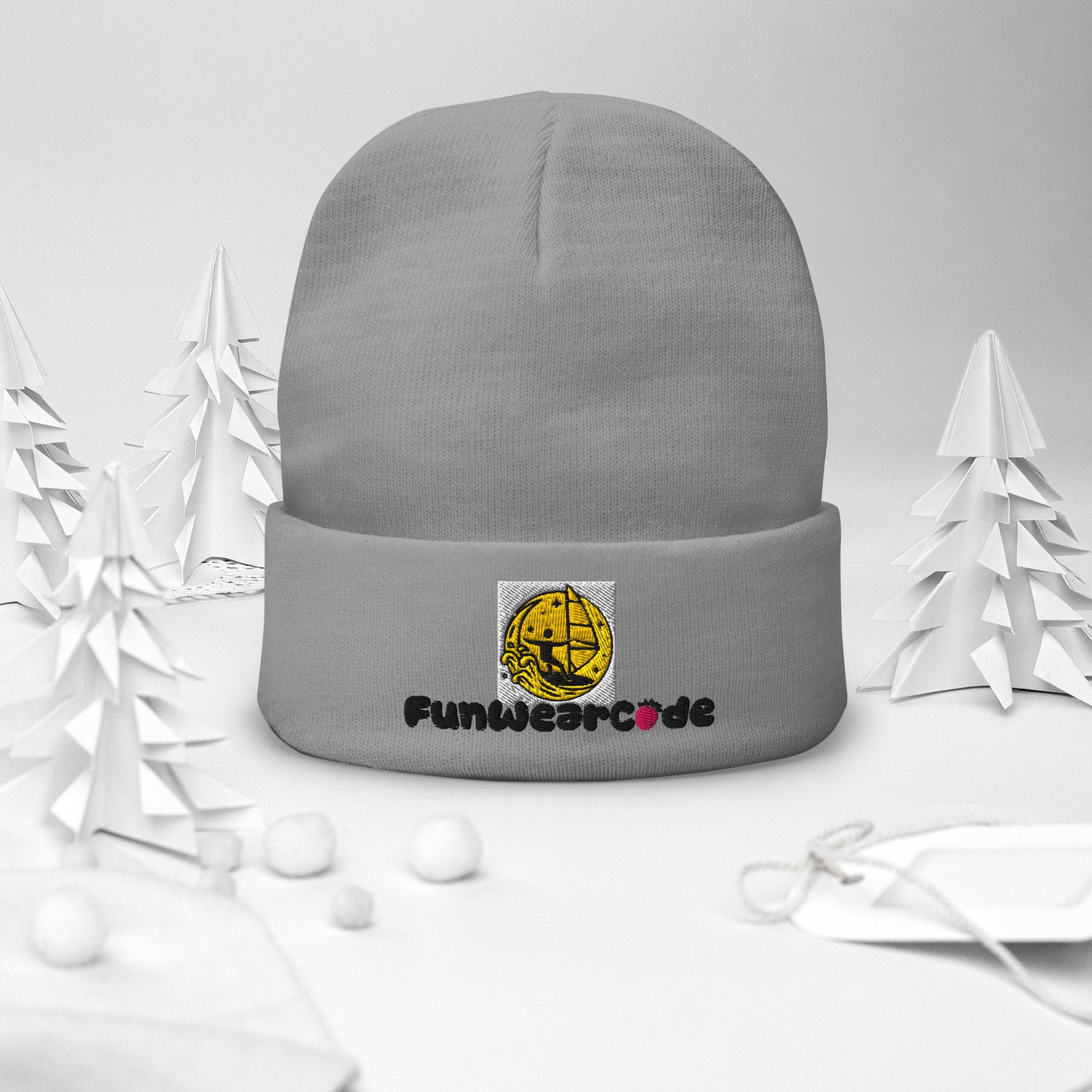 Gorro bordado (fuente negra): gorro de punto cálido y elegante | FunWearCode