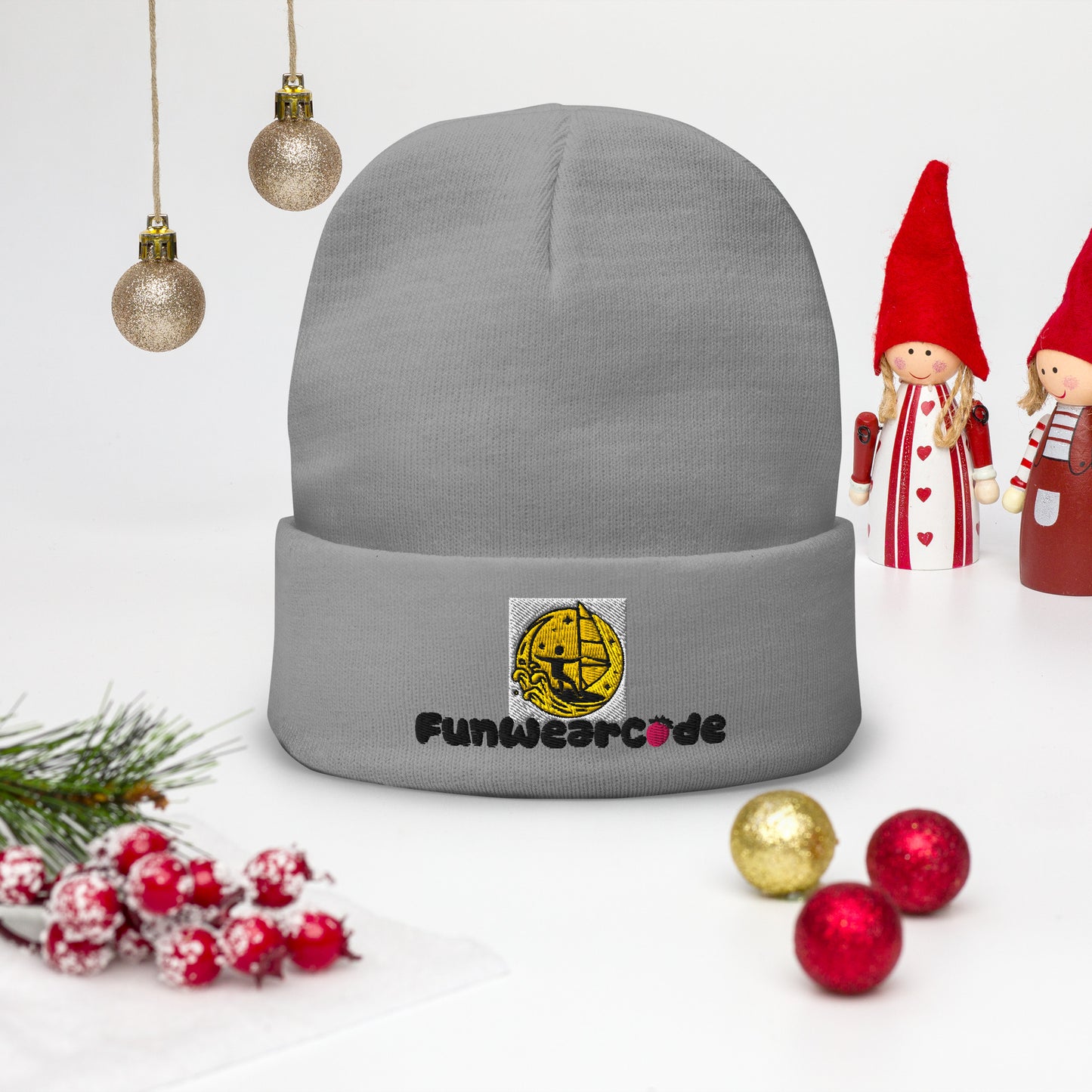Gorro bordado (fuente negra): gorro de punto cálido y elegante | FunWearCode