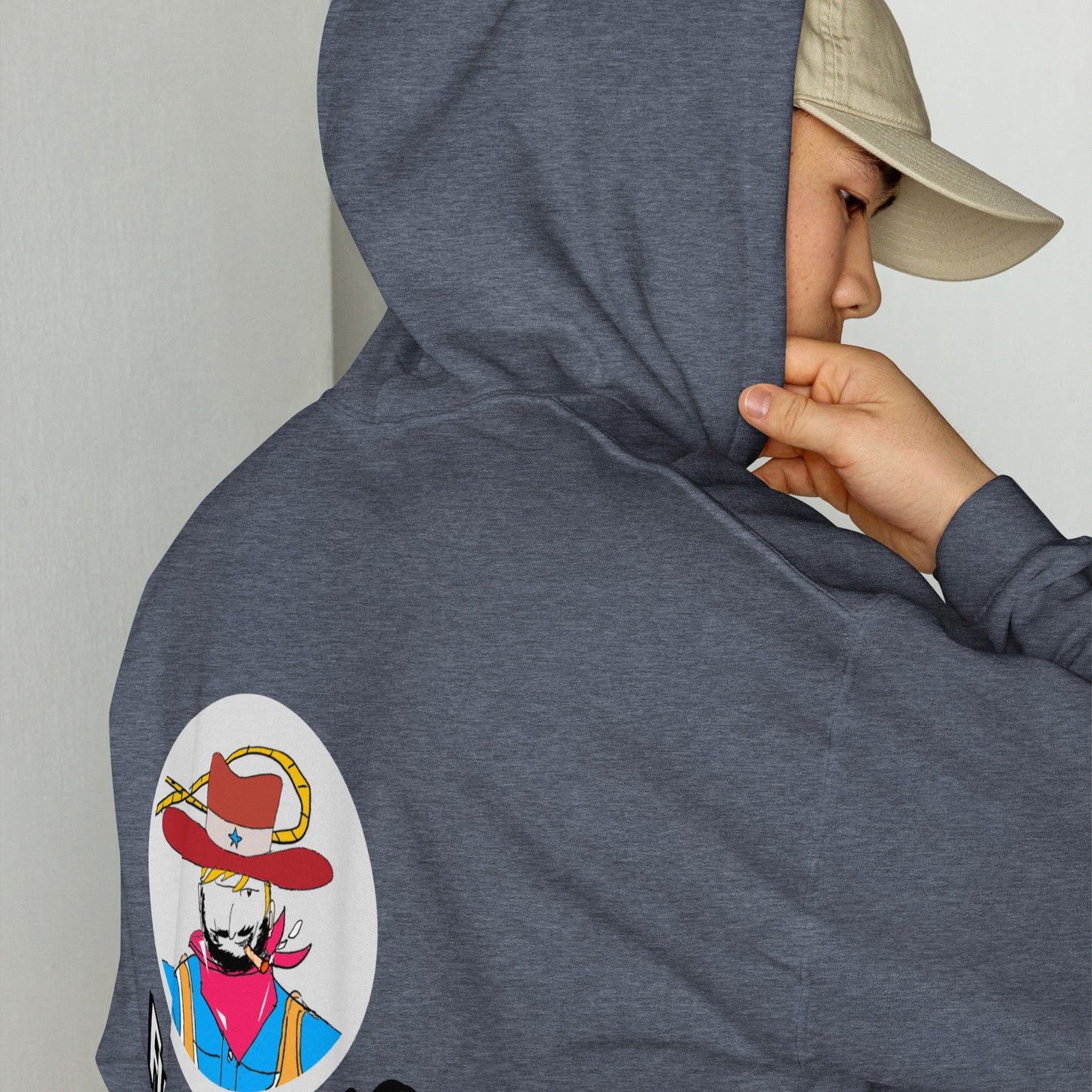 Sudadera con capucha unisex de vaquero con diseño vintage estilo western | FunWearCode