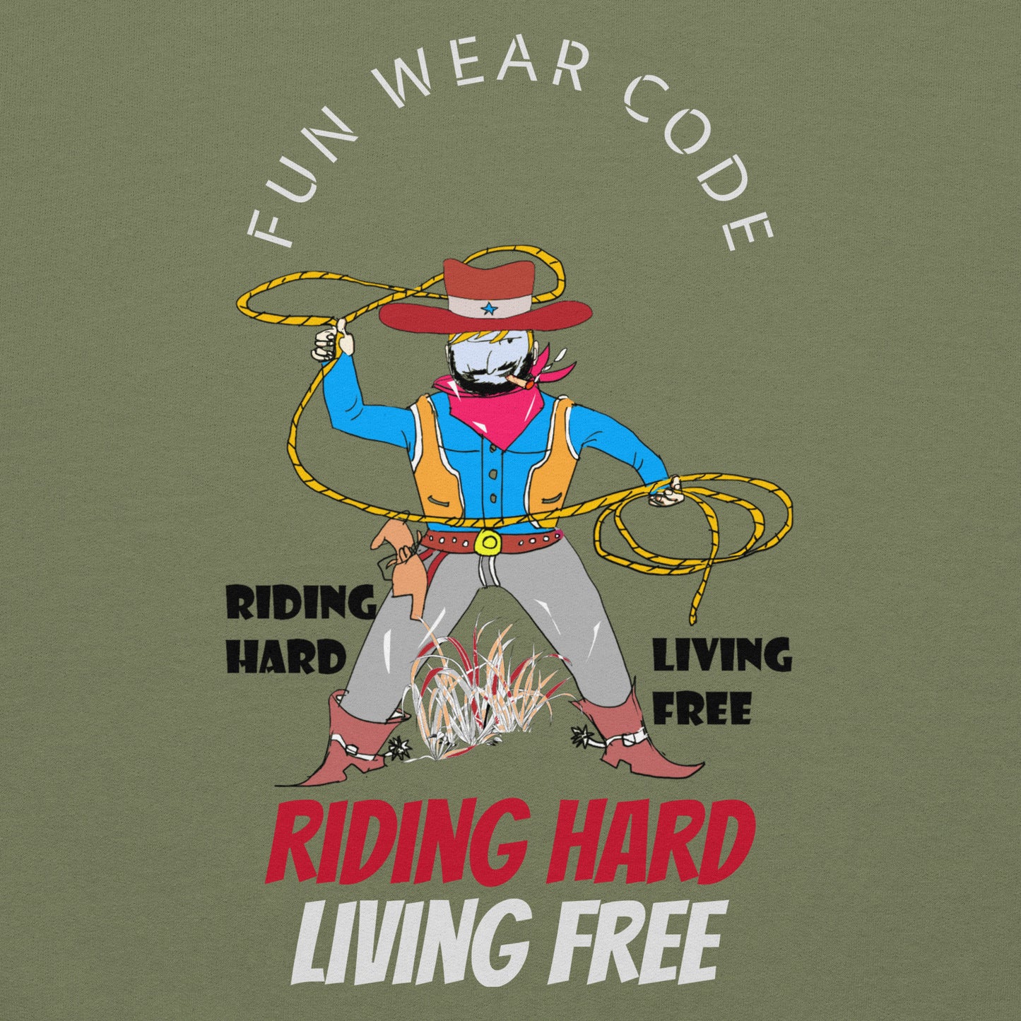 Sudadera con capucha unisex de vaquero con diseño vintage estilo western | FunWearCode