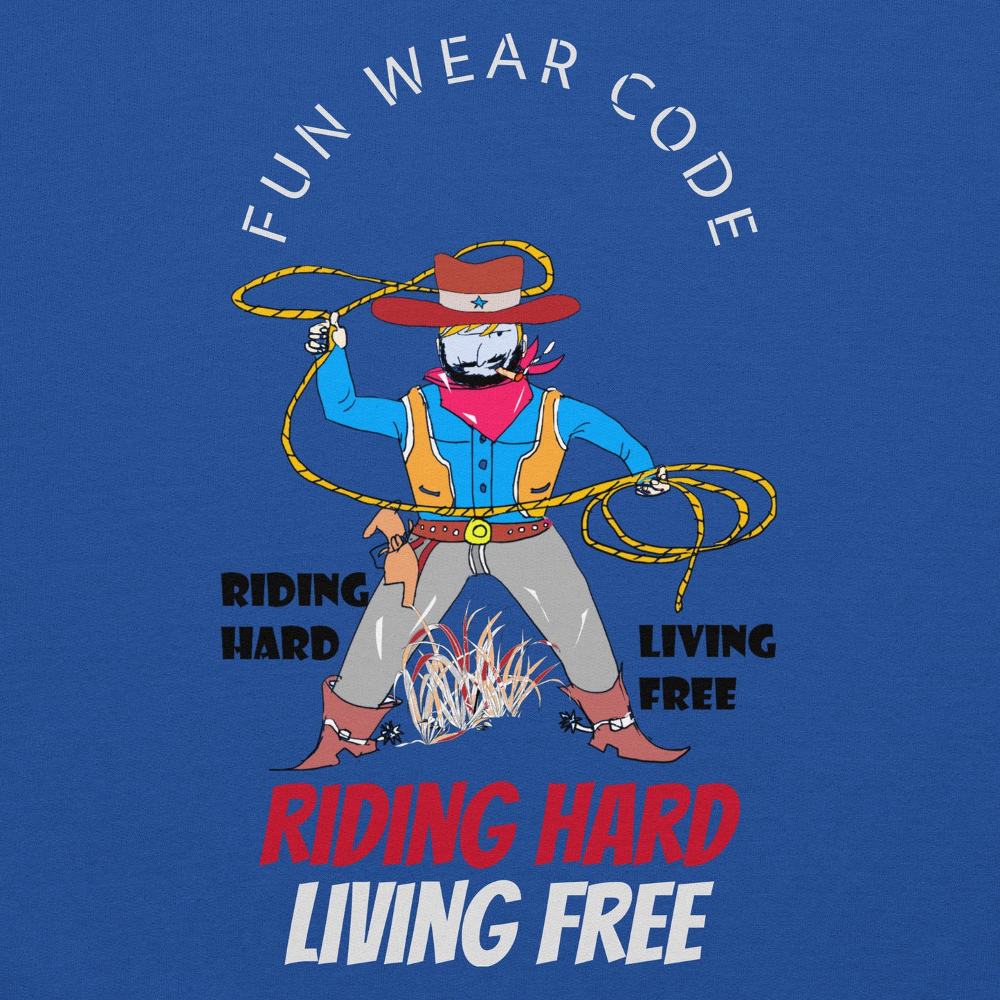 Sudadera con capucha unisex de vaquero con diseño vintage estilo western | FunWearCode