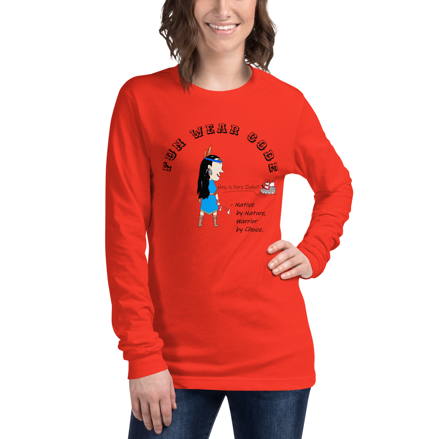 Sudadera acogedora de manga larga – Edición especial con estampado indio americano | FunWearCode