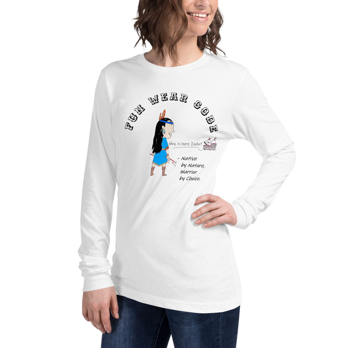 Sudadera acogedora de manga larga – Edición especial con estampado indio americano | FunWearCode