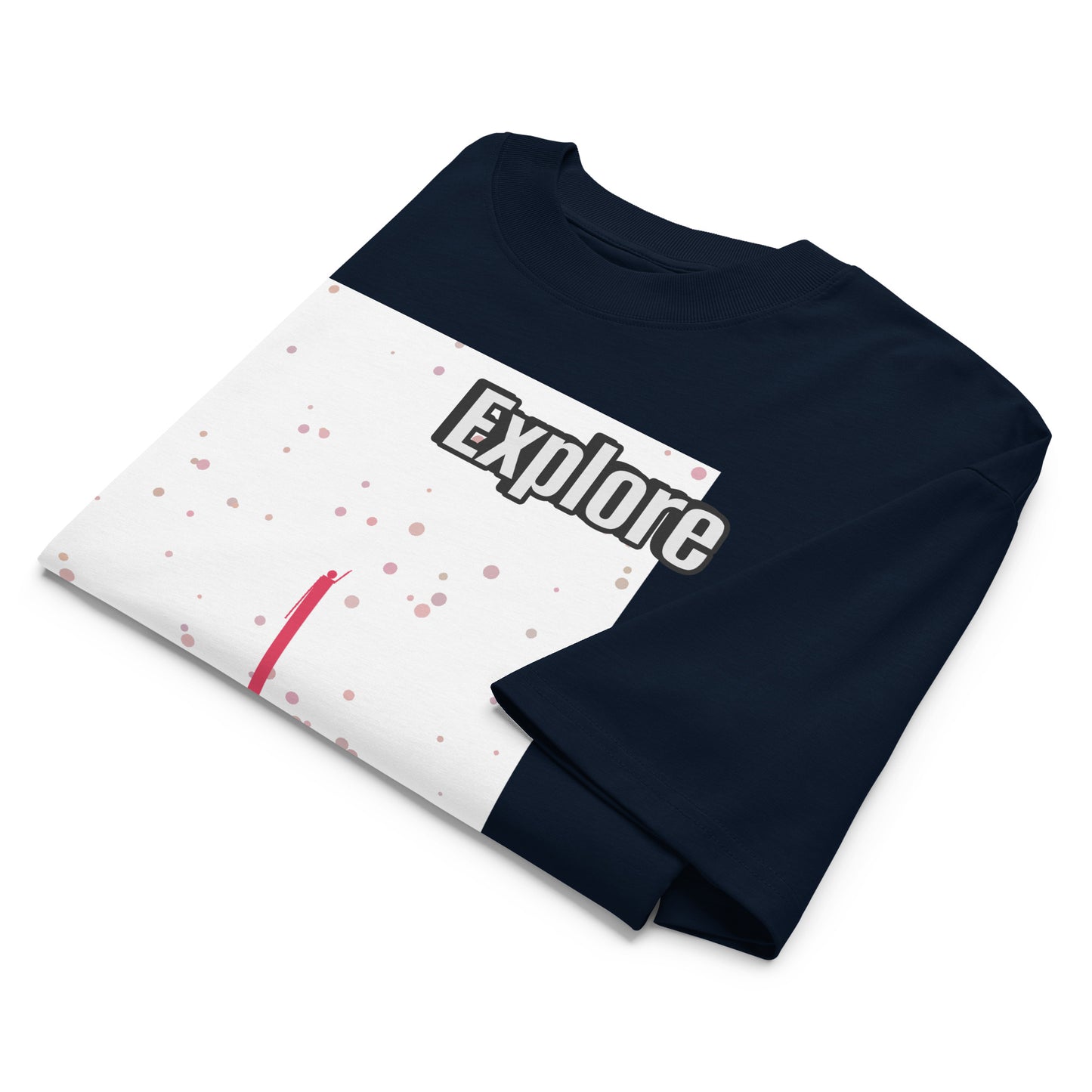 Camiseta orgánica extragrande de cuello alto unisex — Colección Human & Space 'Explore'