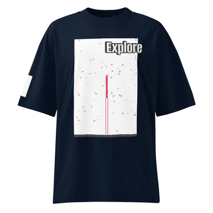 Camiseta orgánica extragrande de cuello alto unisex — Colección Human & Space 'Explore'