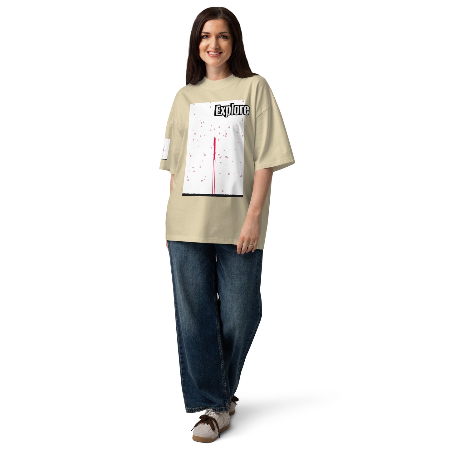 Camiseta orgánica extragrande de cuello alto unisex — Colección Human & Space 'Explore'