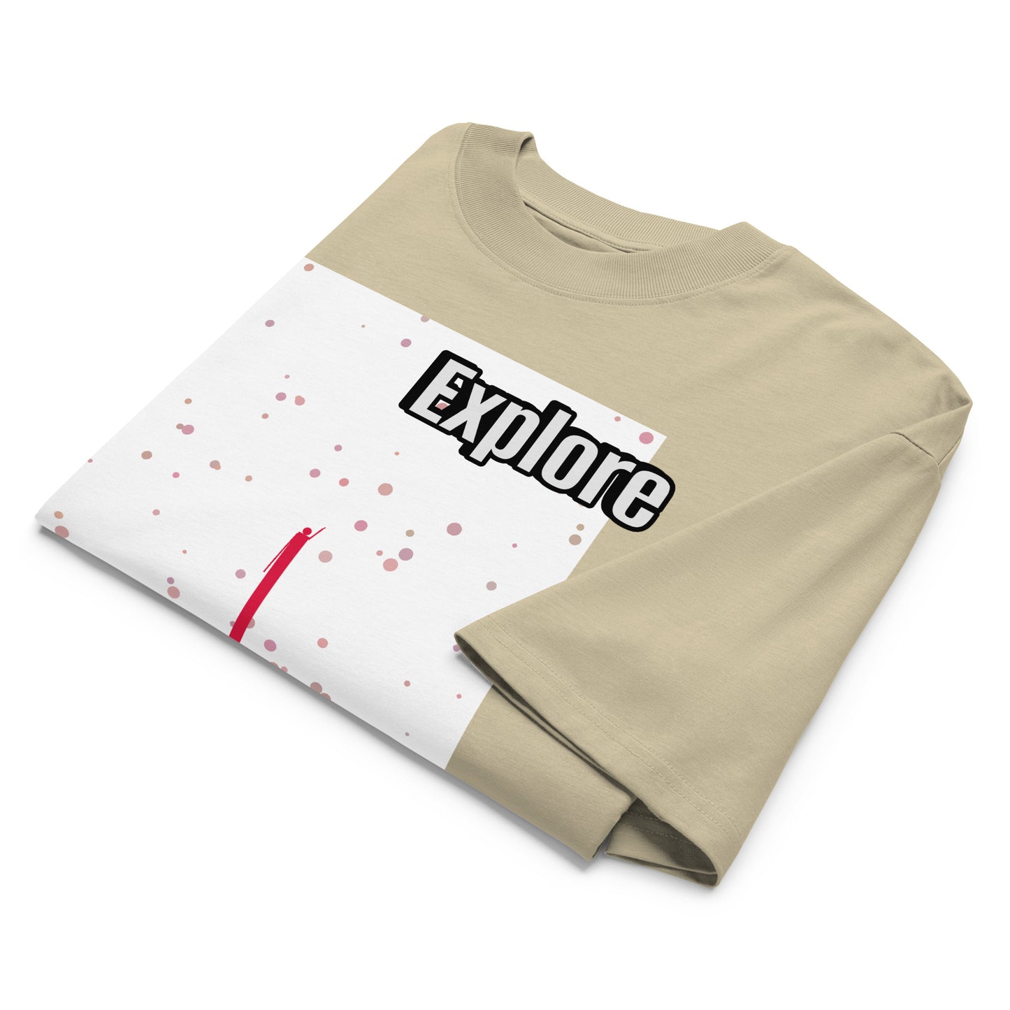 Camiseta orgánica extragrande de cuello alto unisex — Colección Human & Space 'Explore'
